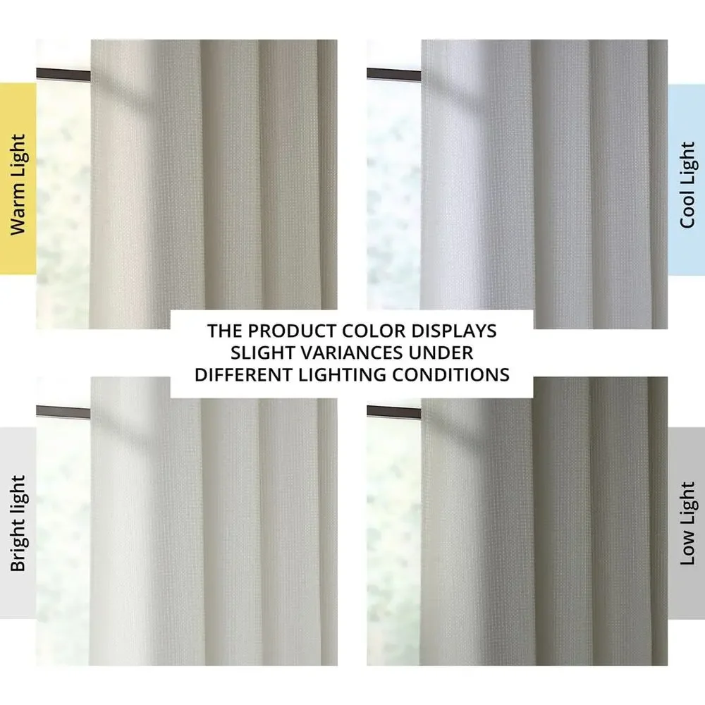 Half Price Drapes Modern Waffle Shower Curtain 12 Hooks 70x71 Beige Washable NIB